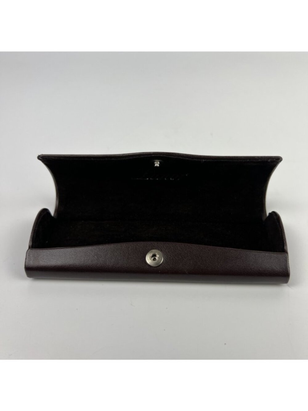 Lunor Eyeglass Case Brown Slim Hard Case Snap Closure - Picture 4 of 4